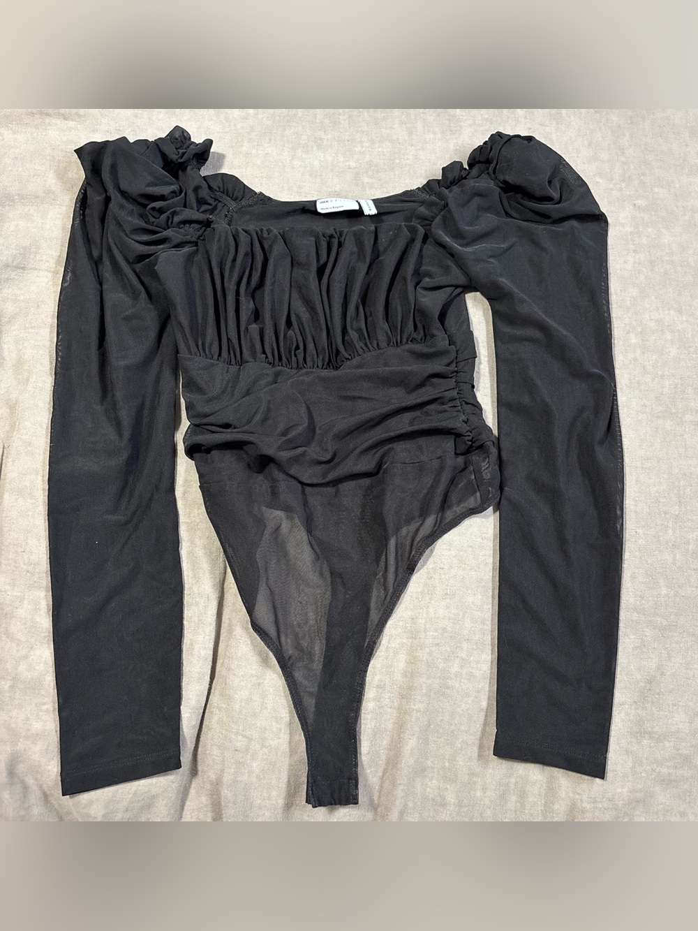 ASOS Black Long Sleeve Ruched Bodysuit